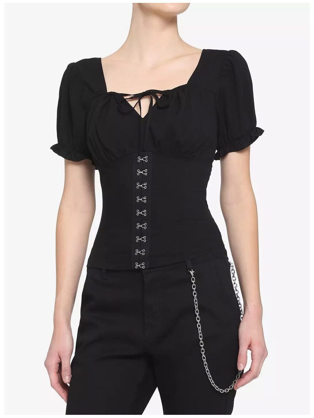 Hot Topic Shirt With Corset Clasps Sz M - Gothcore Emocore Y2K Alternative